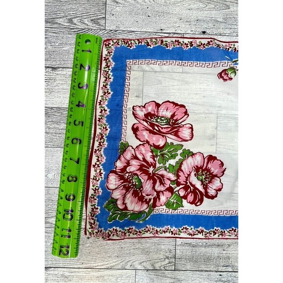 Designer Vtg Handkerchief PINK Tree Blossoms Floral Carol Stanley Hand Rolled - Picture 7 of 7